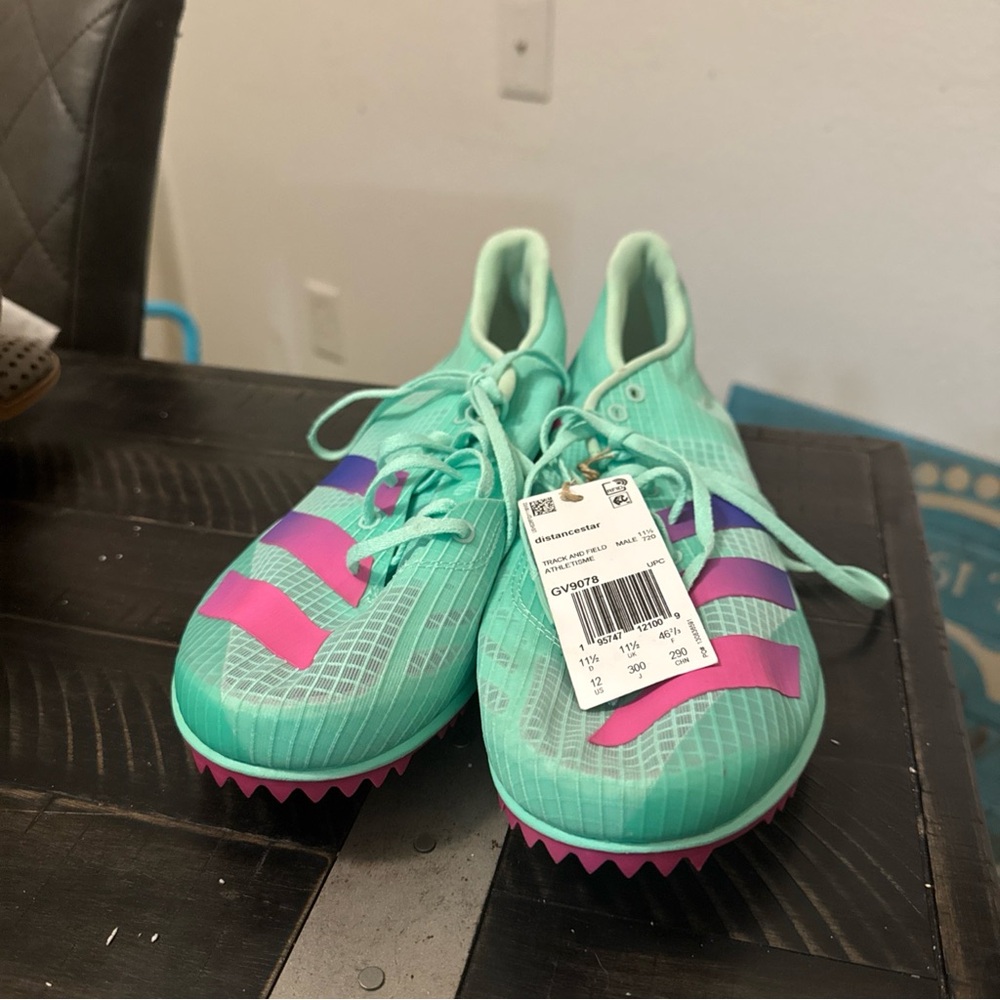 Adidas - Size 12 Men- Distancestar Low Green Track and Field Cleats - Picture 2 of 8
